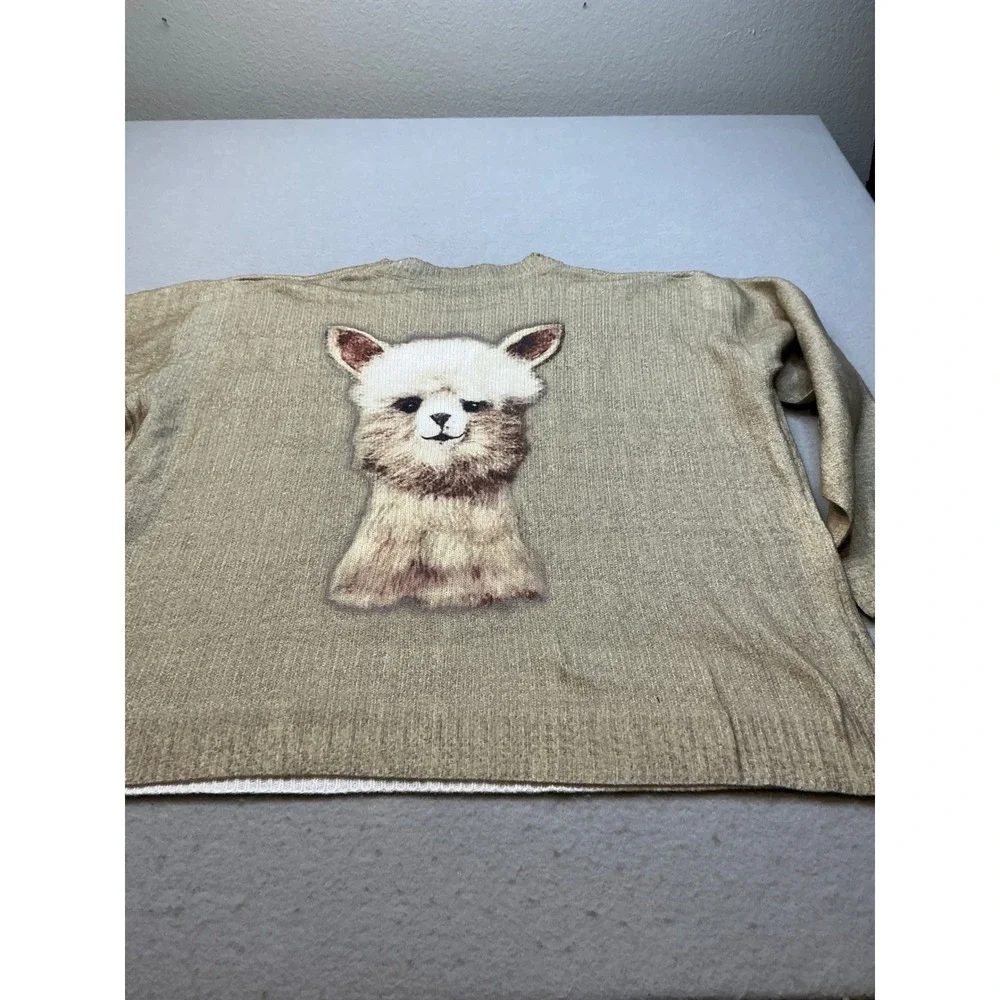 Alpaca Animal Graphic Knit Sweater Tan 5XL Oversized‎ Pullover